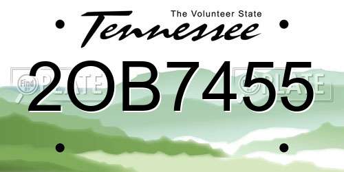 2OB7455 Tennessee License Plate