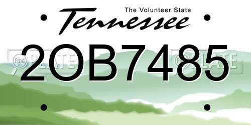 2OB7485 Tennessee License Plate