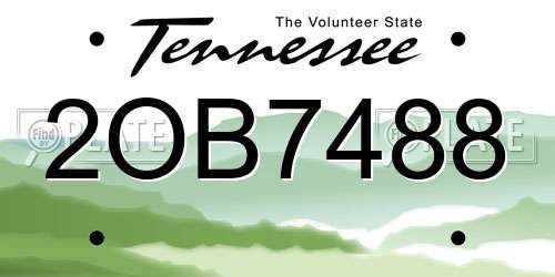 2OB7488 Tennessee License Plate