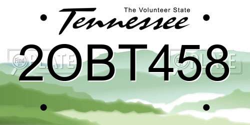 2OBT458 Tennessee License Plate