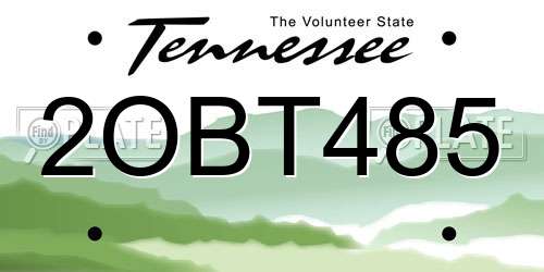 2OBT485 Tennessee License Plate