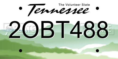 2OBT488 Tennessee License Plate