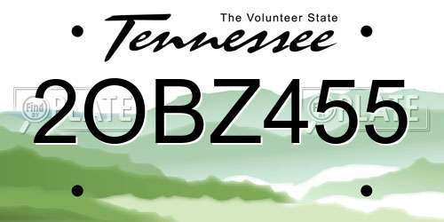 2OBZ455 Tennessee License Plate
