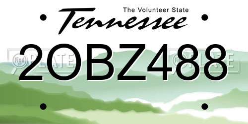 2OBZ488 Tennessee License Plate
