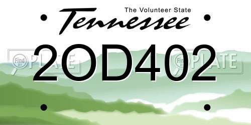 2OD402 Tennessee License Plate