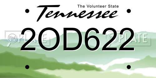 2OD622 Tennessee License Plate