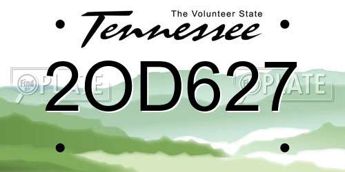 2OD627 Tennessee License Plate