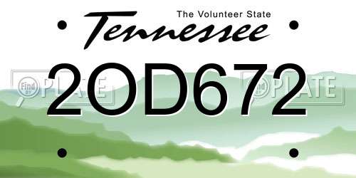 2OD672 Tennessee License Plate