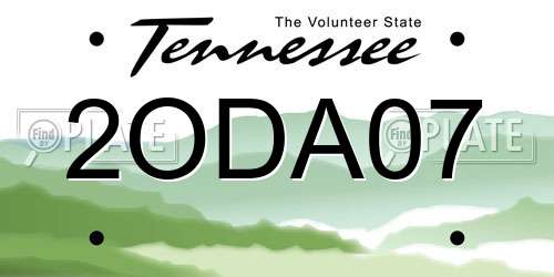 2ODA07 Tennessee License Plate