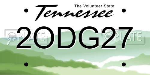 2ODG27 Tennessee License Plate