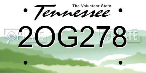 2OG278 Tennessee License Plate