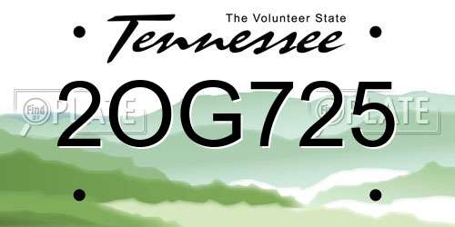 2OG725 Tennessee License Plate