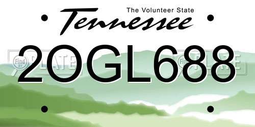 2OGL688 Tennessee License Plate