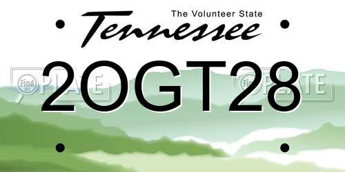 2OGT28 Tennessee License Plate