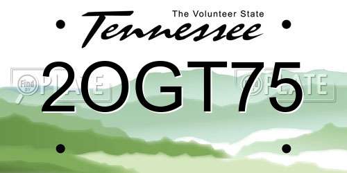2OGT75 Tennessee License Plate