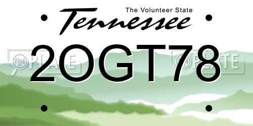 2OGT78 Tennessee License Plate