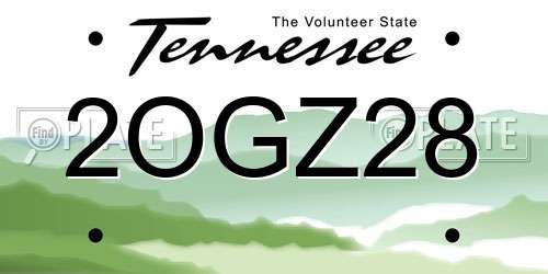 2OGZ28 Tennessee License Plate