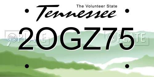 2OGZ75 Tennessee License Plate