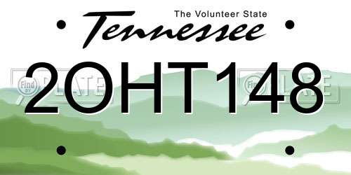 2OHT148 Tennessee License Plate