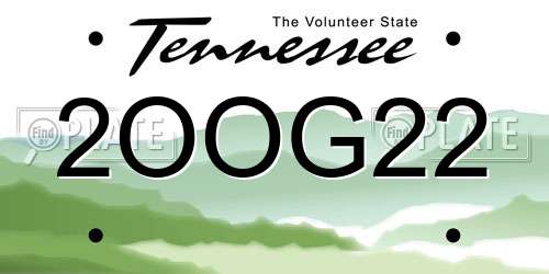 2OOG22 Tennessee License Plate