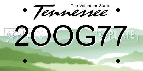 2OOG77 Tennessee License Plate