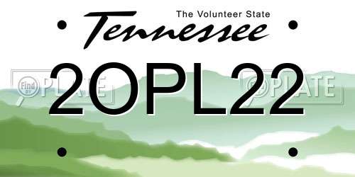 2OPL22 Tennessee License Plate