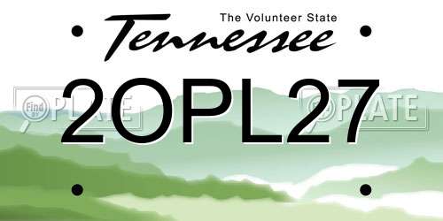 2OPL27 Tennessee License Plate