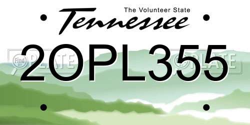 2OPL355 Tennessee License Plate