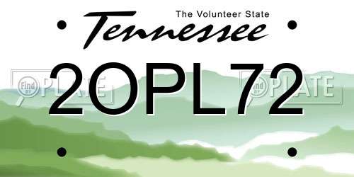 2OPL72 Tennessee License Plate