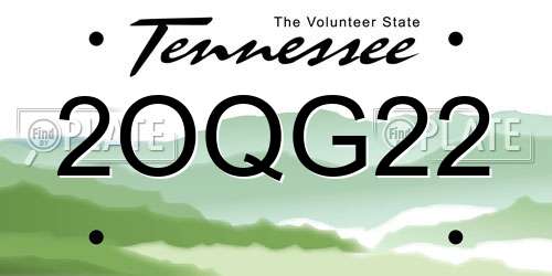 2OQG22 Tennessee License Plate