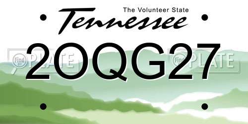 2OQG27 Tennessee License Plate
