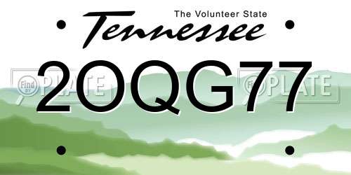 2OQG77 Tennessee License Plate