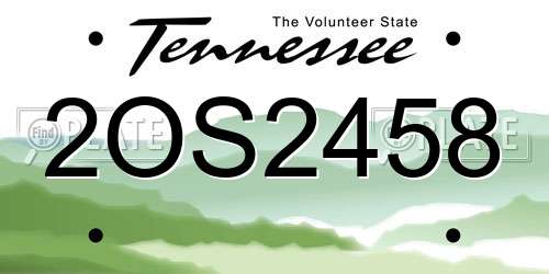2OS2458 Tennessee License Plate