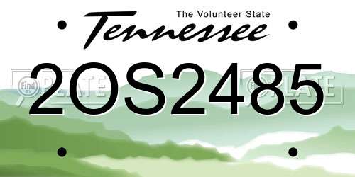 2OS2485 Tennessee License Plate