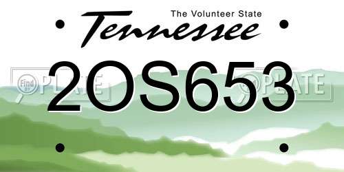 2OS653 Tennessee License Plate