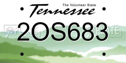2OS683 Tennessee License Plate