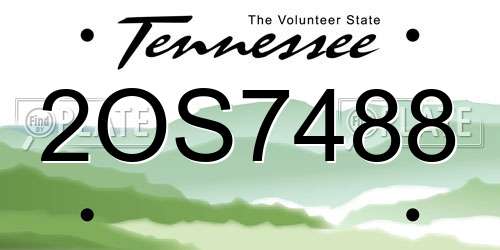 2OS7488 Tennessee License Plate