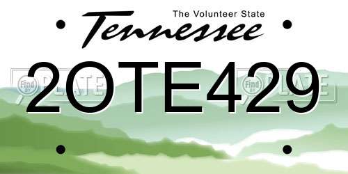 2OTE429 Tennessee License Plate