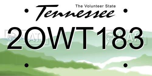2OWT183 Tennessee License Plate