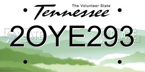 2OYE293 Tennessee License Plate
