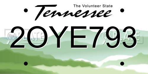 2OYE793 Tennessee License Plate