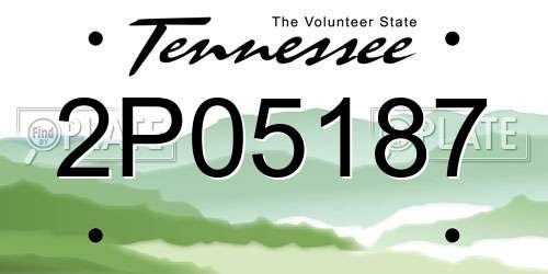 2P05187 Tennessee License Plate