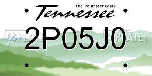 2P05J0 Tennessee License Plate