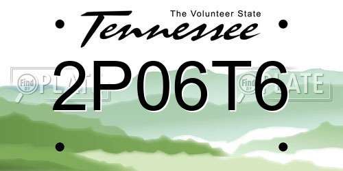 2P06T6 Tennessee License Plate