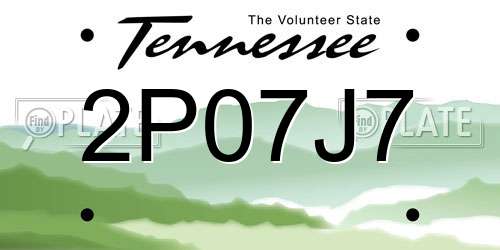 2P07J7 Tennessee License Plate