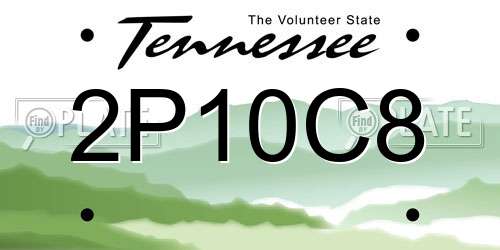 2P10C8 Tennessee License Plate