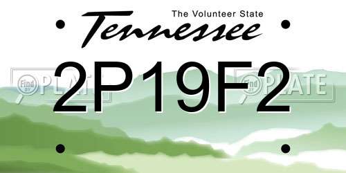 2P19F2 Tennessee License Plate