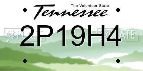 2P19H4 Tennessee License Plate