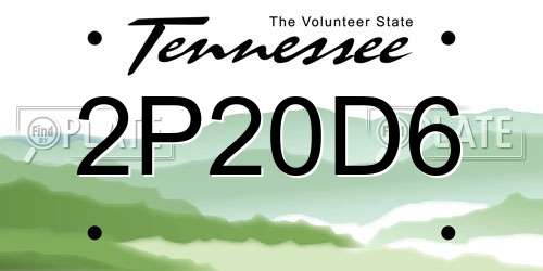 2P20D6 Tennessee License Plate