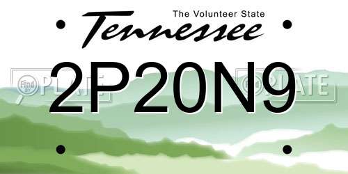 2P20N9 Tennessee License Plate
